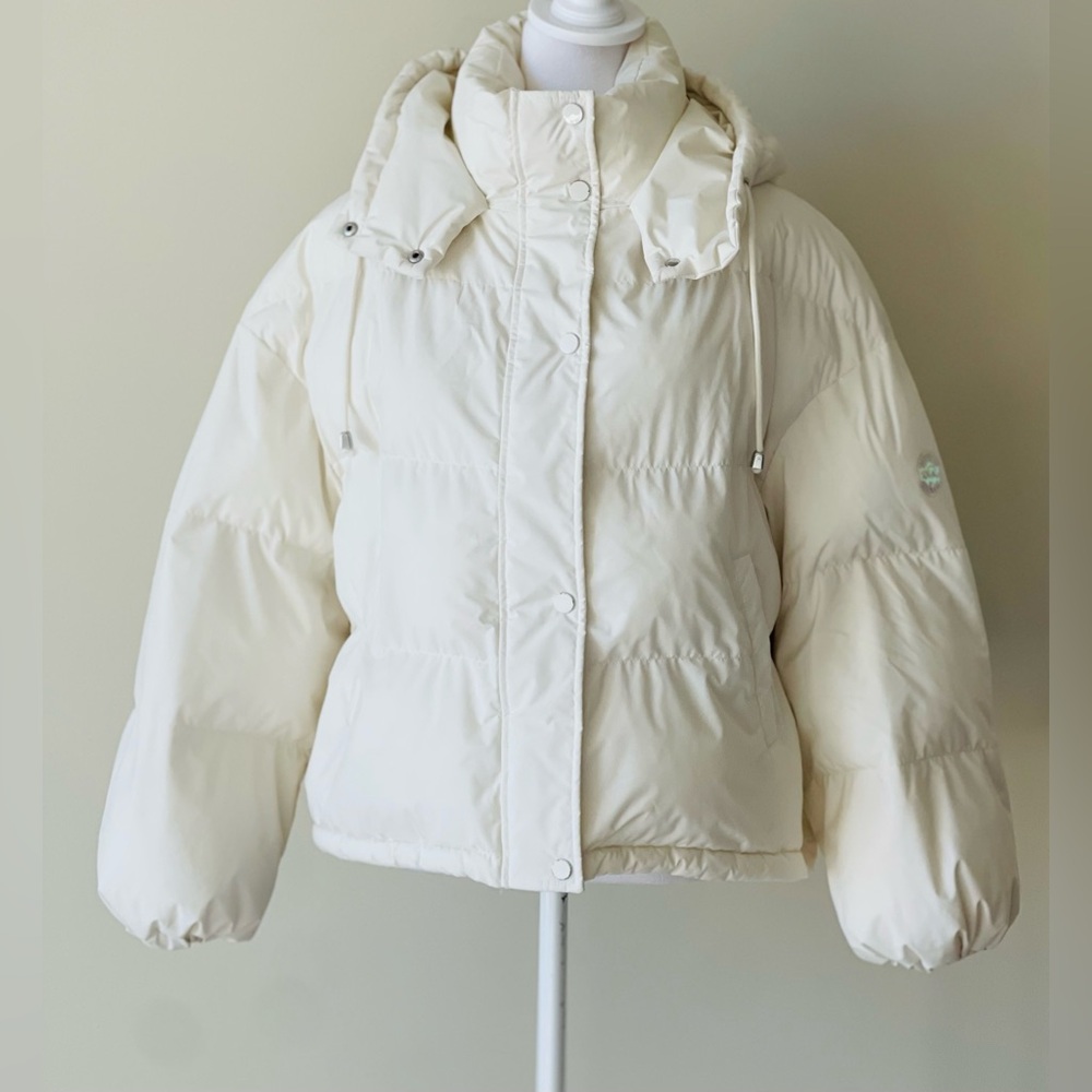 Shein Women's Solid Color Long Sleeve Zipper Collar Casual Hooded puffer Jacket - Picture 5 of 11